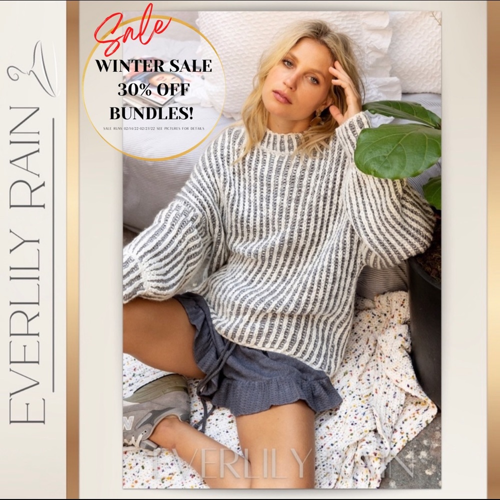 LAST ONE! POL Cozy Handmade Weave Striped Sweater - Picture 1 of 12